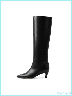 Knee High Boots Square Toe Kitten Heel Tall Dress Boots